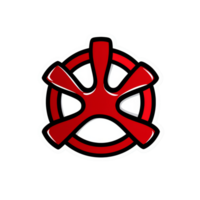 Red abstract symbol on a white background, cut out transparent png