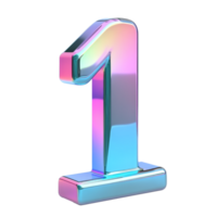 Shiny iridescent number one decoration on display, cut out transparent png