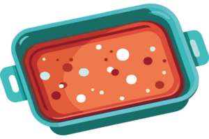 A dish with food in it on a black background png