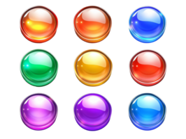 Colorful glossy spheres arranged in a grid pattern, cut out transparent png