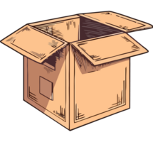 An open cardboard box on a black background png