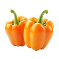 Fresh orange bell peppers on a white background, cut out transparent png