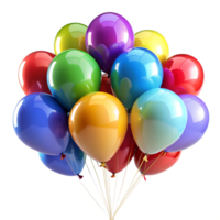 Bright balloons floating in a fun display, isolated transparent png