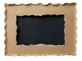 Rustic frame with torn edges, dark bg, isolated transparent png