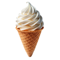 Delicious soft serve ice cream cone with swirls, isolated transparent png