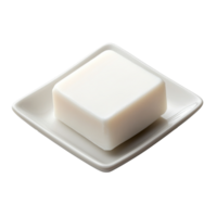 White soap on dish in natural light, cut out transparent png