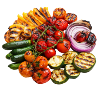 Grilled veggies for a summer feast, cut out transparent png