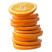 Elegant stacked sliced oranges display, cut out transparent png