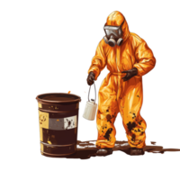 Worker in suit handling hazards, cut out transparent png