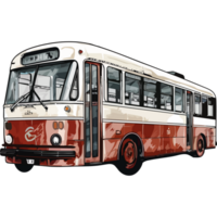 A red and white bus is shown on a black background png