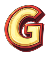 3D stylized letter G with red and gold colors, cut out transparent png