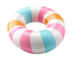Colorful inflatable pool ring resting on a surface, cut out transparent png