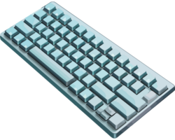 A computer keyboard with blue keys on a black background png