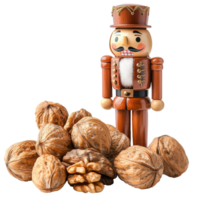 Nutcracker with cracked walnuts and shells, cut out transparent png