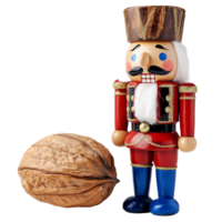 Holiday nutcracker and walnut display, cut out transparent png