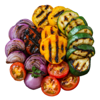 Colorful grilled vegetable platter, transparent png