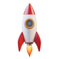 Colorful rocket launching against a plain backdrop isolated transparent background png
