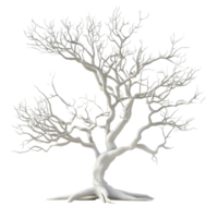 Intricate leafless white tree sculpture isolated transparent background png