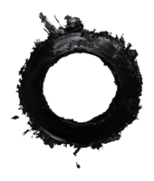 Abstract black circle with textured paint strokes isolated transparent background png