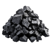 Pile of black coal rocks in natural setting isolated transparent background png
