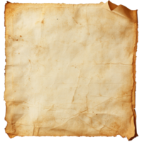 Old parchment paper with a weathered texture isolated transparent background png