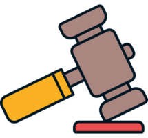 A judge's gavel icon on a black background png