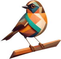 Geometric Shapes Form Cubist Robin Bird. . png