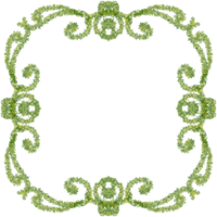 Green leaves dance around an empty square, creating a calm, organic frame. png
