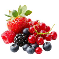 Fresh mixed berries on a white background display isolated transparent background png