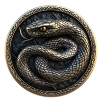 Intricate bronze serpent emblem isolated transparent png