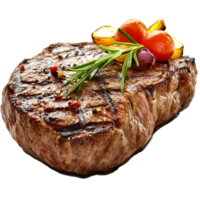 Grilled steak with fresh veggies isolated transparent png