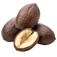 Rustic display of raw and roasted nuts isolated transparent png