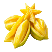 Fresh star fruit arranged in a decorative display isolated transparent png
