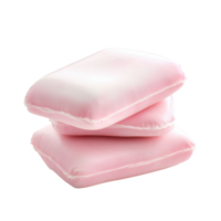Soft pink cushions stacked on a white background isolated transparent png