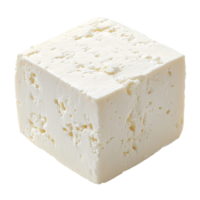 Fresh feta cheese block on plain backdrop isolated transparent png