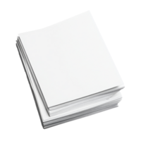 Stack of white paper sheets ready for use at home isolated transparent png