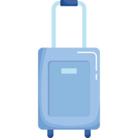 A blue suitcase with wheels on a black background png