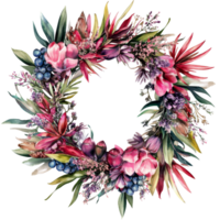 Bright floral wreath with colorful blooms isolated transparent png