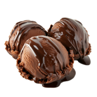 Delicious chocolate ice cream served with syrup isolated transparent png