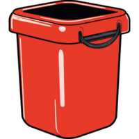 Red garbage can with handle on a black background png