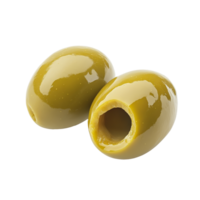 Fresh green olives on white background isolated transparent png