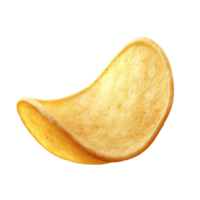 Golden potato chip with a curved shape on display isolated transparent png