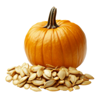Fresh pumpkin with seeds on white isolated transparent png