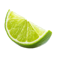 Fresh lime wedge sliced on a white background isolated transparent png