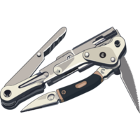 A knife and multitool on a black background png