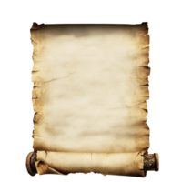 Old scroll on white with frayed edges isolated transparent png