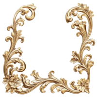 Golden ornate frame design with floral motifs isolated transparent png