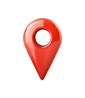 Red location pin on a white background for mapping isolated transparent png
