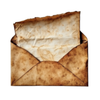 alt Briefumschlag mit ein verwittert Brief Innerhalb isoliert transparent png