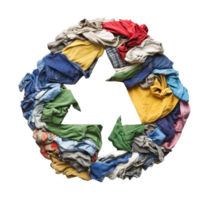 Recycling old clothes in a color circle isolated transparent png
